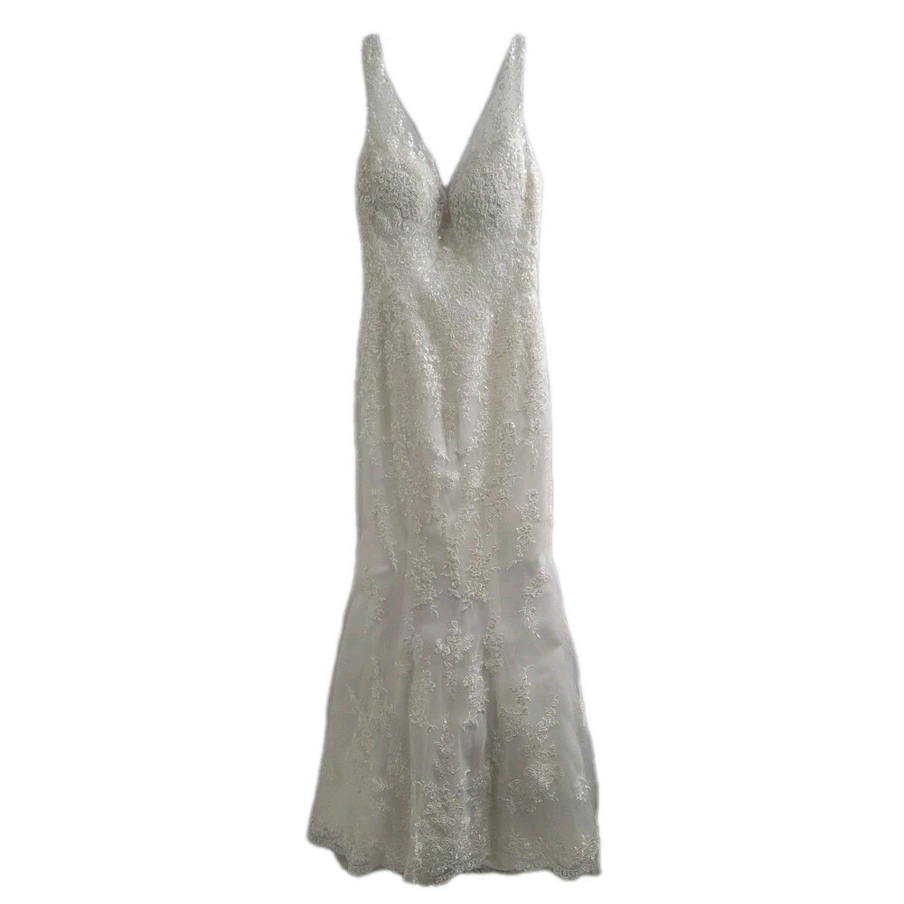Maggie Sottero Rebecca Ingram Elora Wedding Dress Ivory Sz 2 Lace Fit Flare Gown - Picture 2 of 16